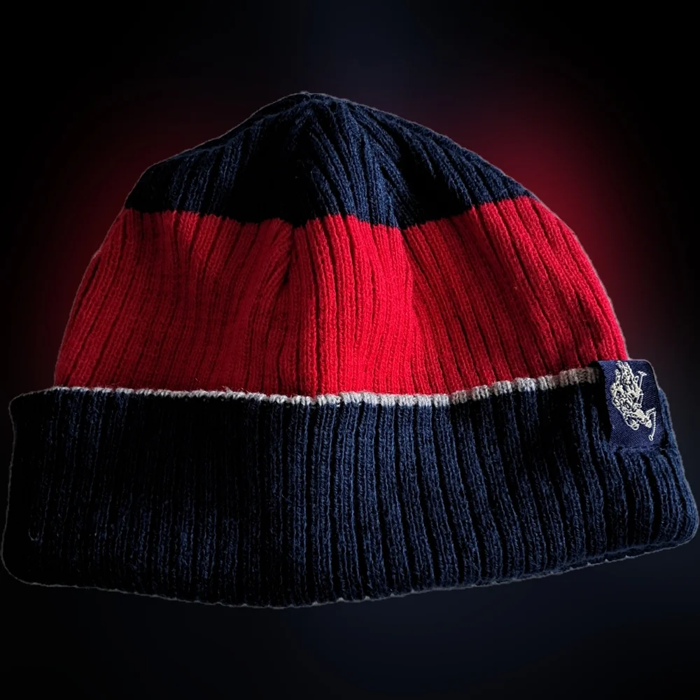 Ralph Lauren Multicolored Striped Beanie Hat Blue Red Gray Silver Kid's O/S NWOT